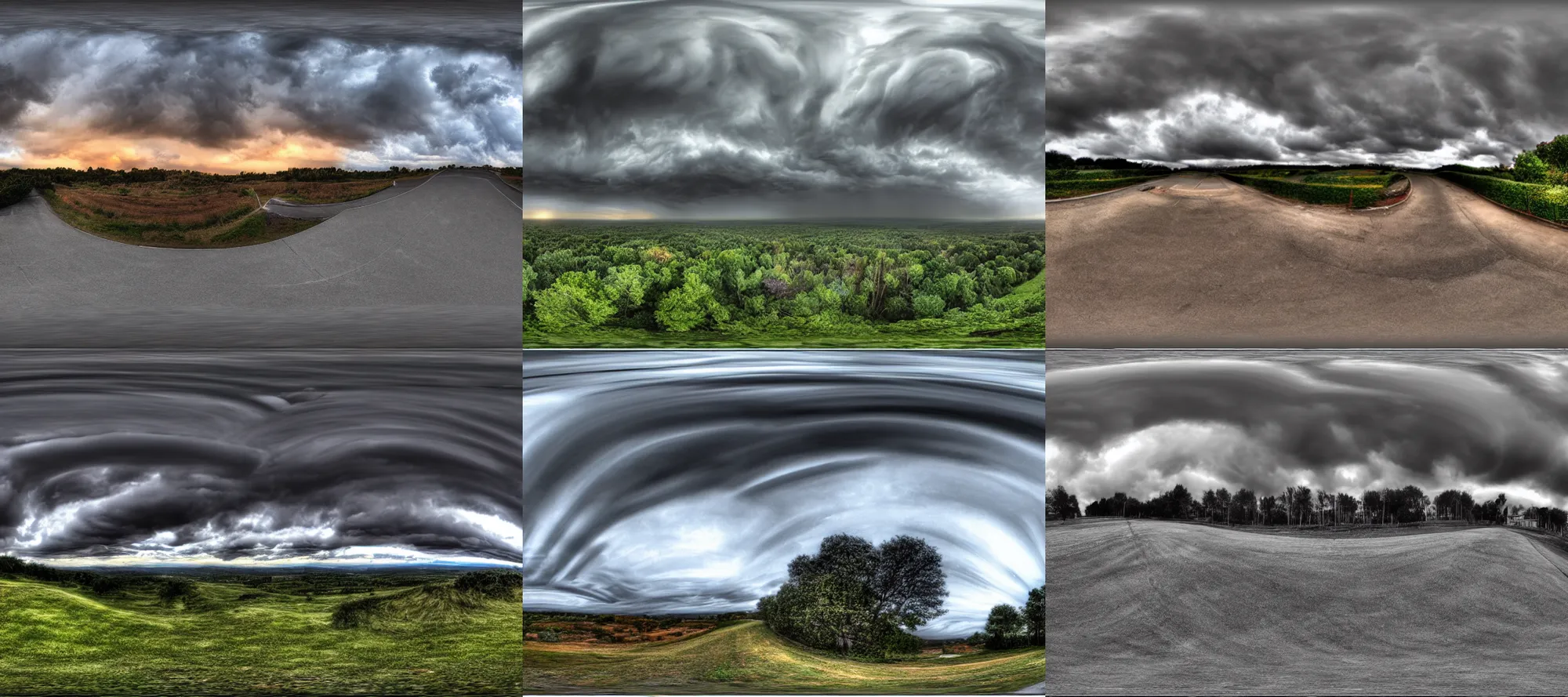 Prompt: 360 HDRI stormy sky