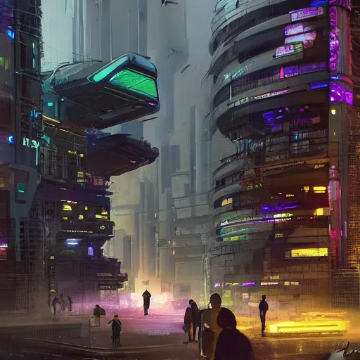 Image similar to futuristic cyberpunk Norwich by James Gurney