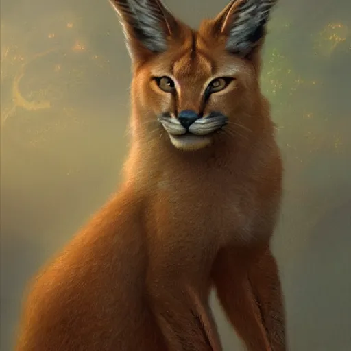 Image similar to sad caracal holding reds pencils, atmospheric lighting, intricate, volumetric lighting, digital art, highly detailed by gaston bussiere, craig mullins, j. c. leyendecker 8 k