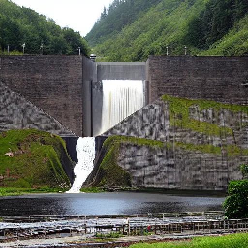 Image similar to Brutalism waterfall dam