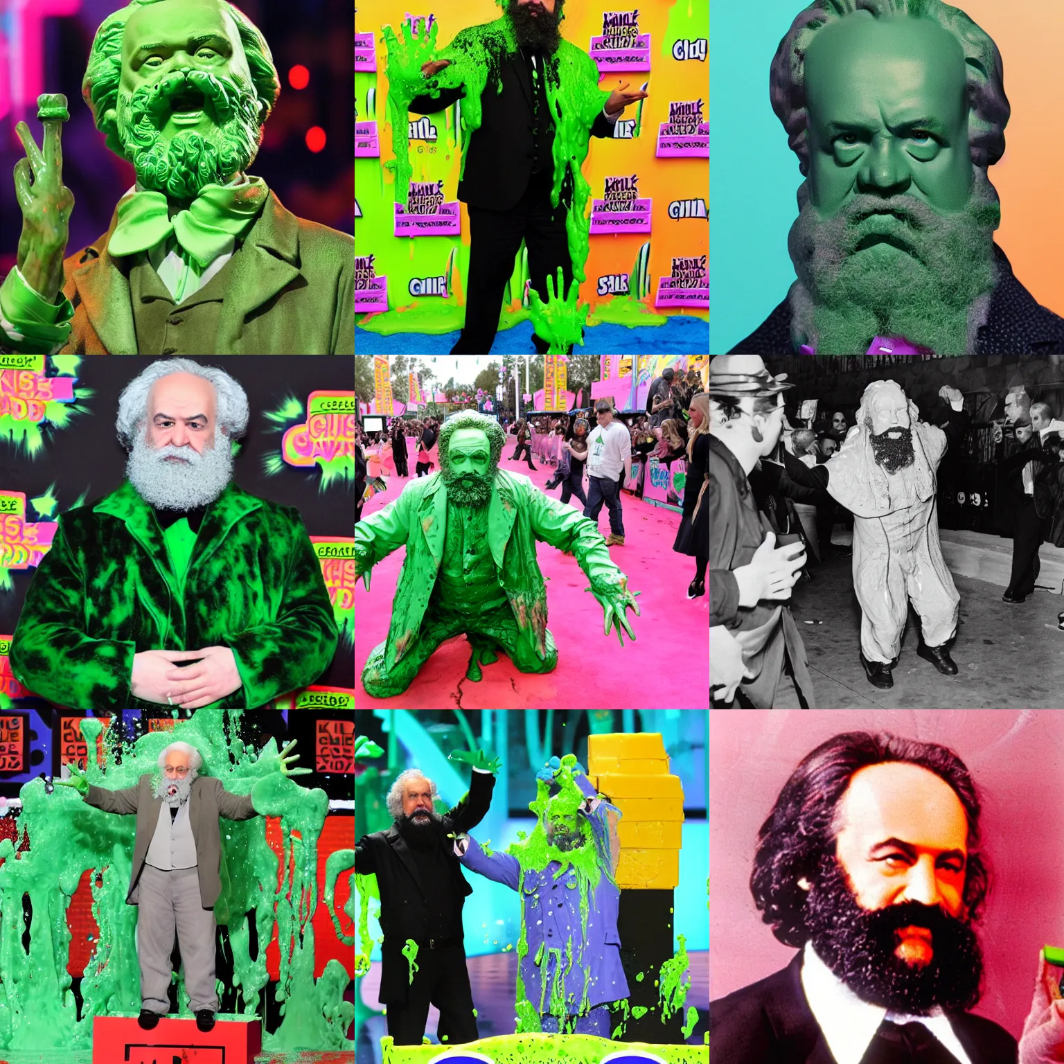 Prompt: karl marx slimed at kids choice awards