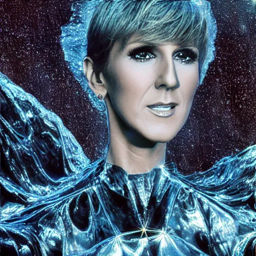 Prompt: celine dion becomes melted liquid mercury in the desert, sci fi from the 8 0's photography, 4 k ultradetailed