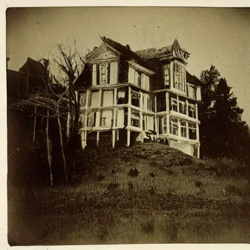 Image similar to “haunted house, 1900’s photo”