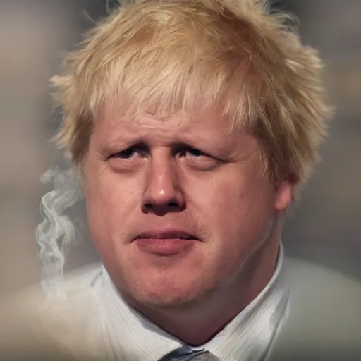 Image similar to medium shot photo of Boris Johnson smoking weed, 4k, ultra HD