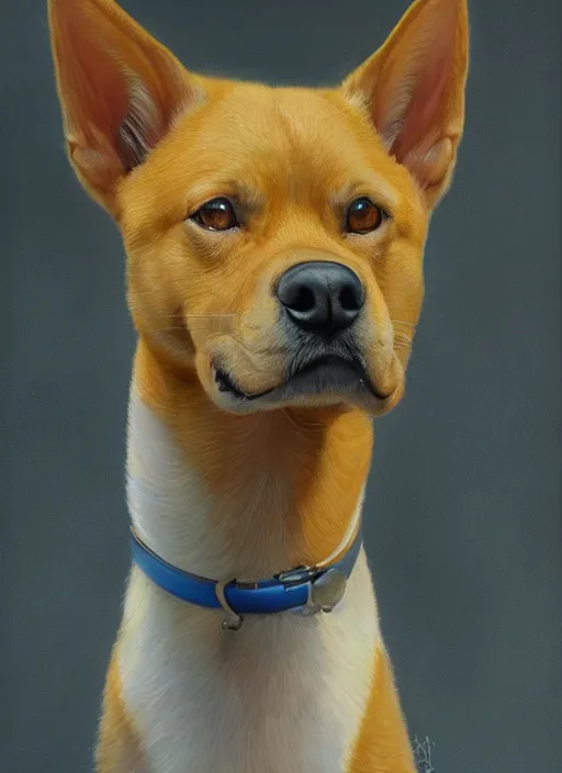 Prompt: portrait of a Carolina dog, highly detailed, centered, solid color background, digital painting, artstation, concept art, smooth, sharp focus, illustration, artgerm, donato giancola, Basil Gogos, Joseph Christian Leyendecker, Les Edwards, Ed Repka, WLOP