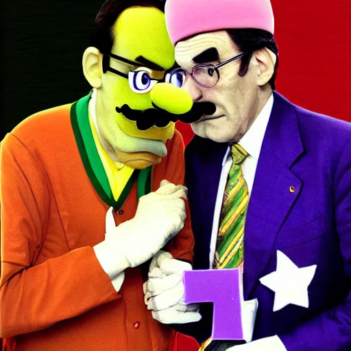 Image similar to president waluigi with vice - president wario, real, photograph, photo, color