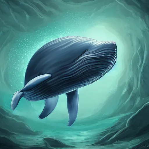 Prompt: a society of whale aliens under the ocean, sci-fi digital art,