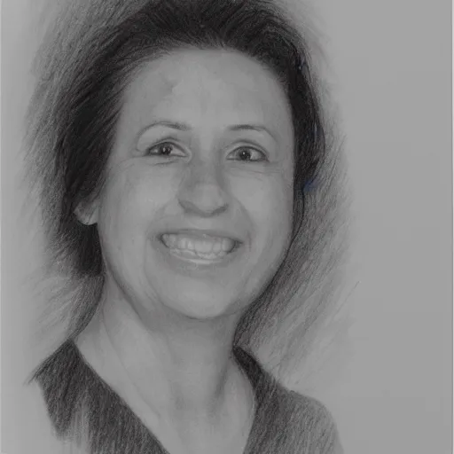 Prompt: a pencil sketch of your mom
