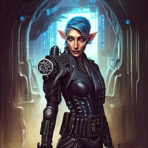 portrait painting of a cyberpunk elven cop who looks | Stable Diffusion ...