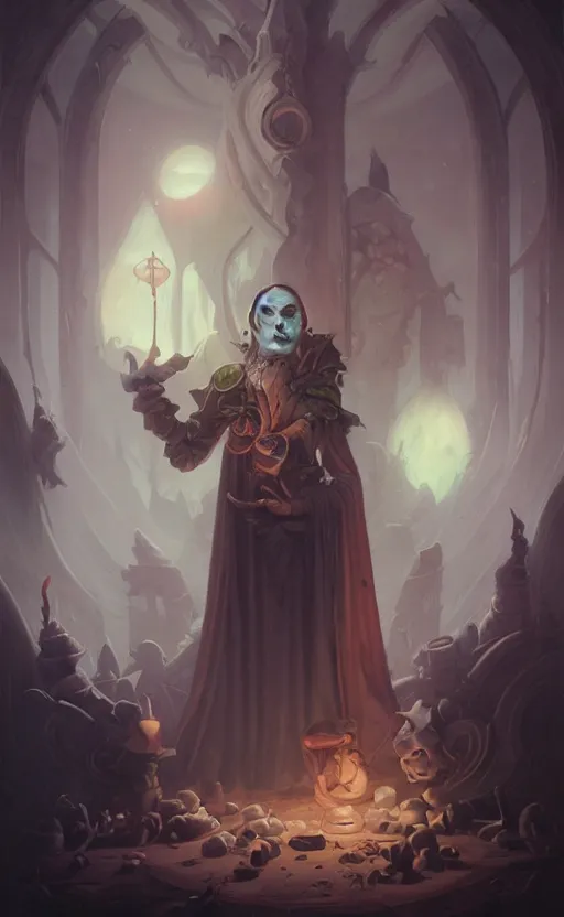 Image similar to portrait of the necromancer by peter mohrbacher