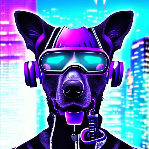 Image similar to cyberpunk dog, digital art