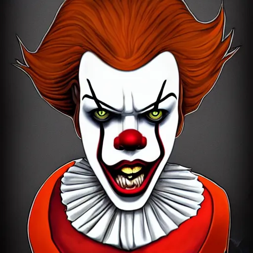 Image similar to portrait of pennywise mixed with batman, character design by alvar