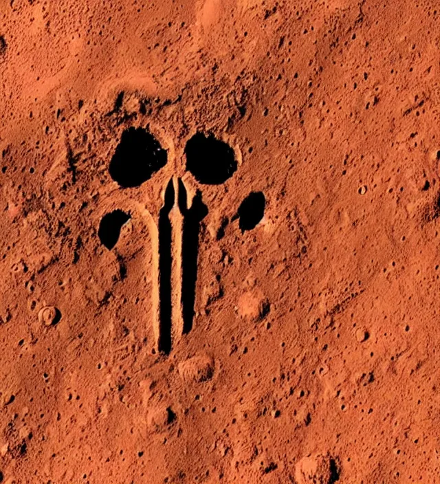 Prompt: punisher symbol face on mars.