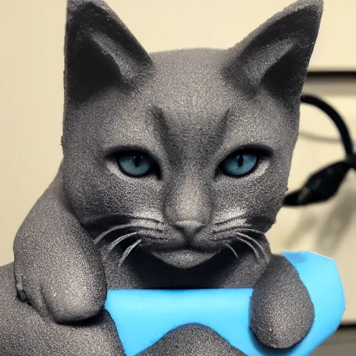 Image similar to printing a kitten in 3d printer