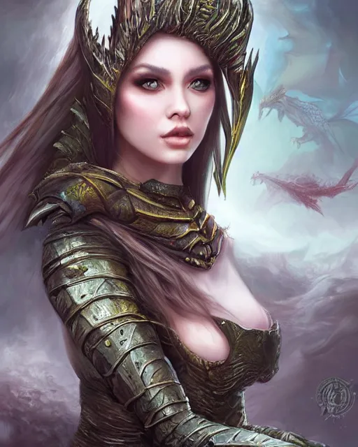 Prompt: a beautiful female dragon queen, 8 k, hyperrealistic, dark fantasy, hyperdetailed, fantasy portrait by laura sava