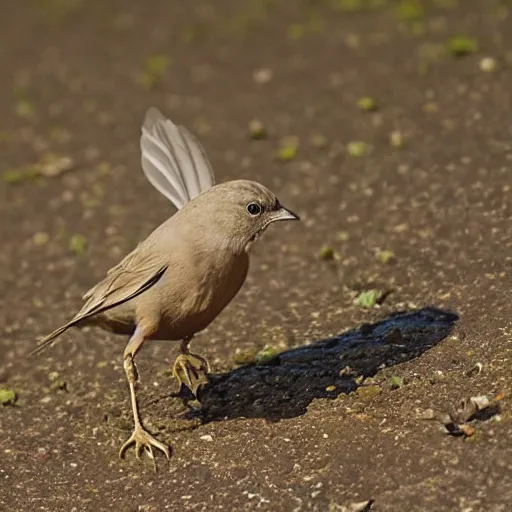 Prompt: common bird with human muscular arms in place of wings, national geographic award winning photo