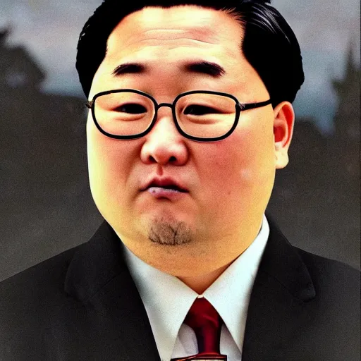 Image similar to Kim jon-un as Harry potter in hogwarts, very detailed, photo realistic