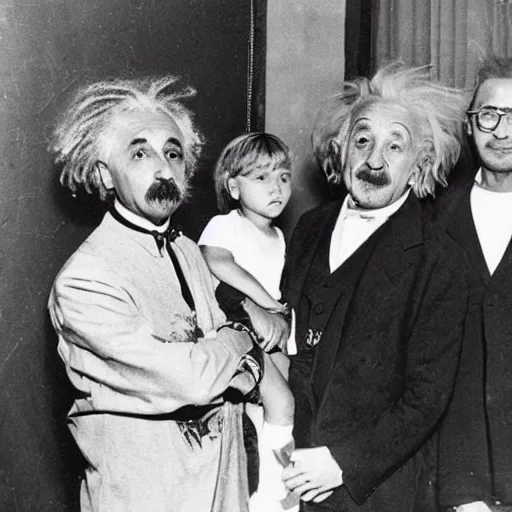 Prompt: albert einstein in a family photo with lil pump 4k