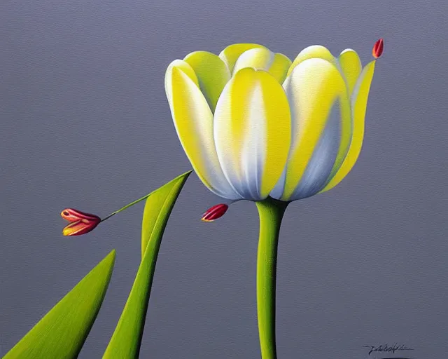 Image similar to the tulip, an ultrafine detailed painting by rafal olbinski, behance contest winner, pop surrealism, detailed painting, very detailed, minimalist, skeuomorphic, airbrush art