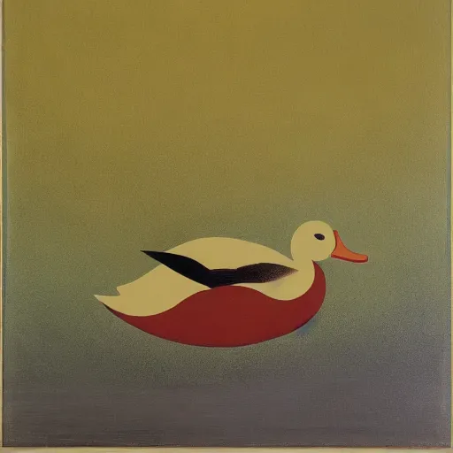 Prompt: a duck on the prowl oil painting barnett newman