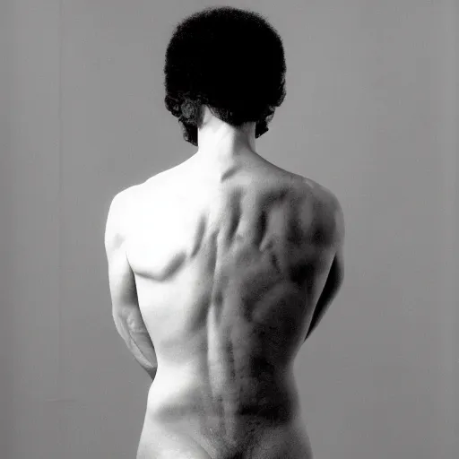 Prompt: a Robert Mapplethorpe's of a man's back