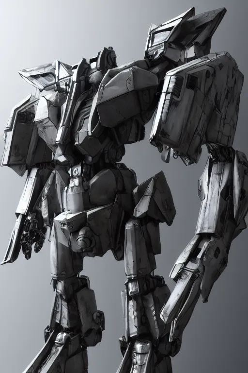 Image similar to cinematic 3 d modeling, full body armored core mecha by fujioka kenki, armored core style mecha, hyper realistic, hyper detailed, 8 k, octane render, unreal engine, ray tracing