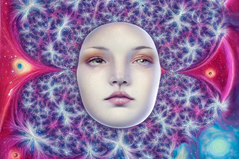 Image similar to an fractal eye with stars and clouds by mary jane ansell behance contest winner, psychedelic art,