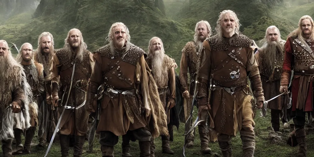 Image similar to the fellowship of the bling, still from the new fantasy movie, 4 k uhd