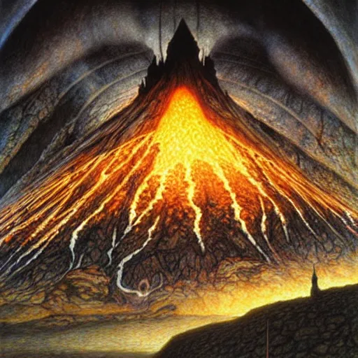 Image similar to poutine from mount doom by alan lee and john howe