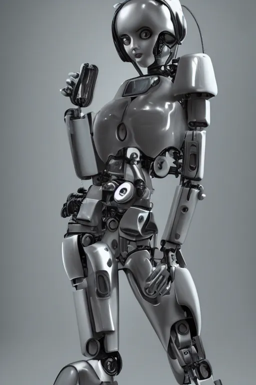 Image similar to dreamy female mechanical android posing like an instagram thot