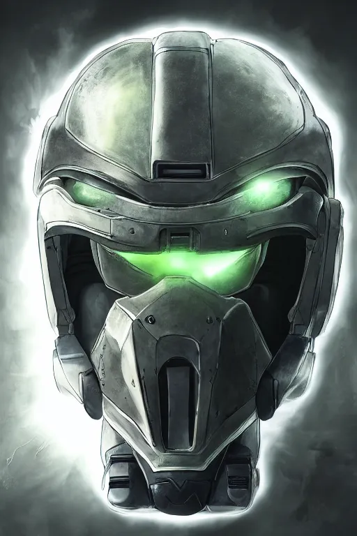 Image similar to robot ninja mask helmet halo master chief radiating a glowing aura global illumination ray tracing hdr fanart arstation by ian pesty and katarzyna da „ bek - chmiel