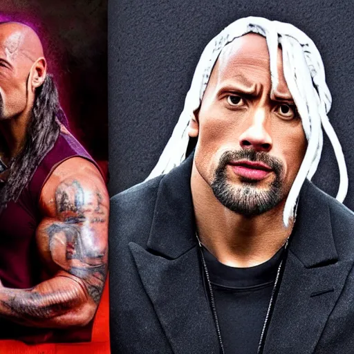 Image similar to dwayne johnson as a billie eilish dwayne johson dressed as a billie eilish 4k