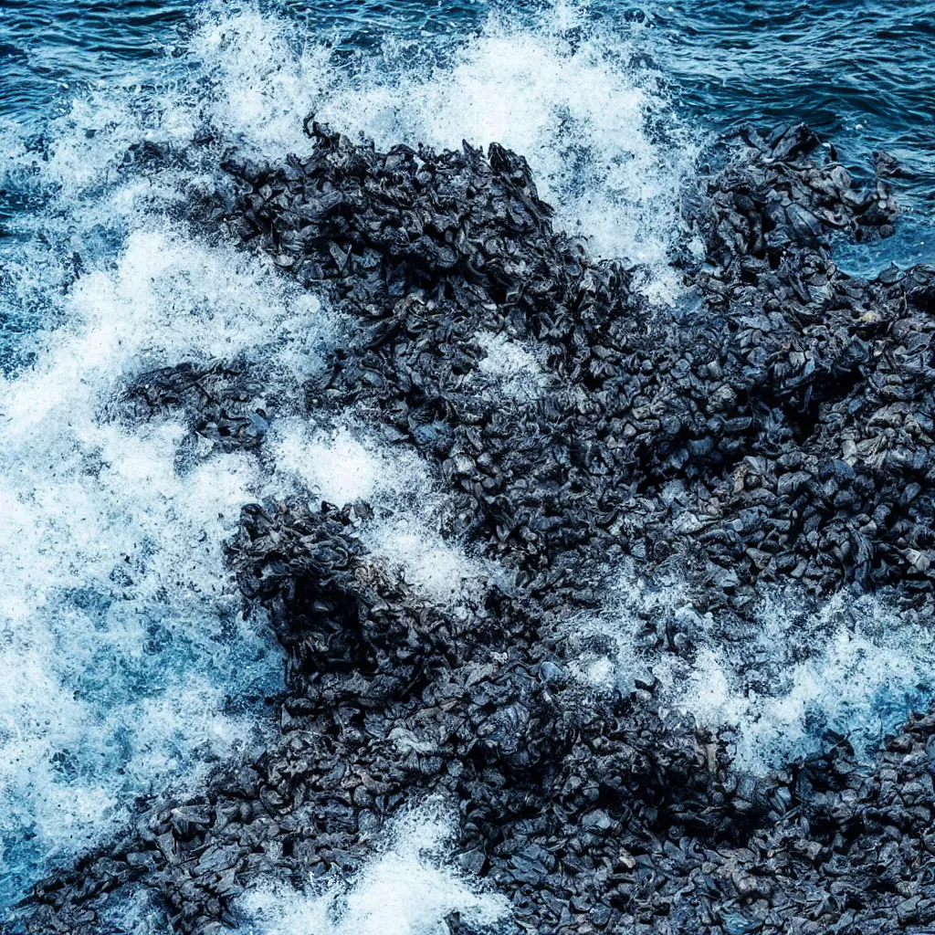 Image similar to obsidian, lava, iguanas, ocean breaking waves, national geographic, discovery, professional nature photography