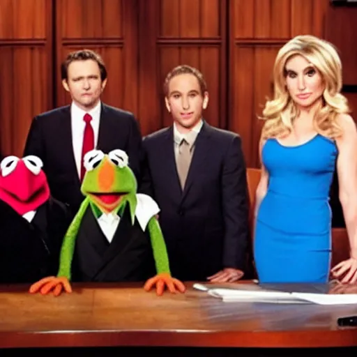 Prompt: A still of the Muppets in Judge Judy