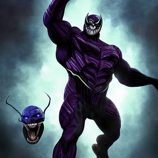 Prompt: Thanos as Venom, 4k, artstation, cgsociety, award-winning, masterpiece, stunning, beautiful