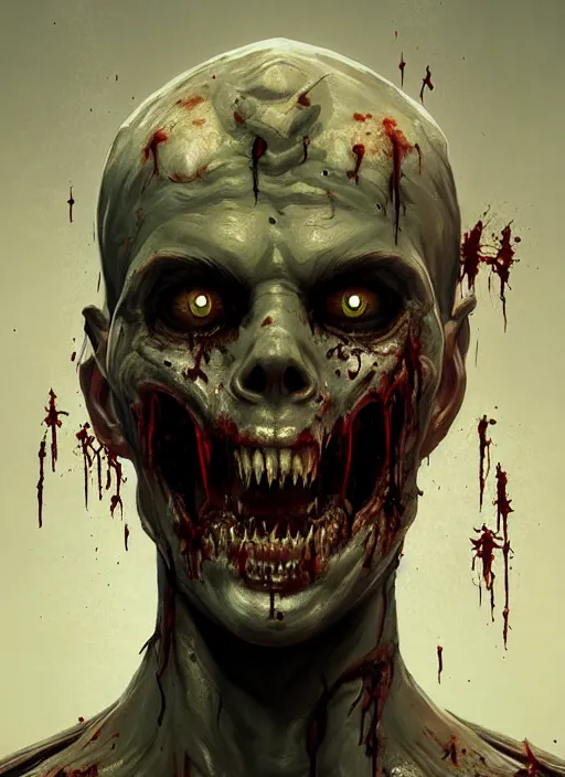 Image similar to symmetry!! portrait of zombie warrior, horror, highly detailed, unreal engine 5, 3 d render, concept art, smooth, sharp focus, art by greg rutkowski