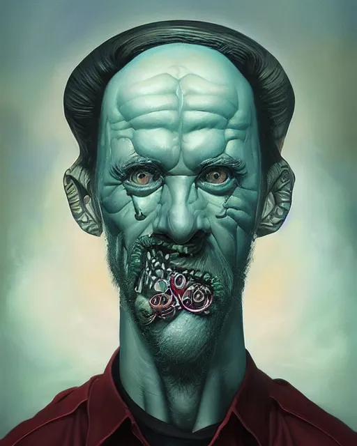 Image similar to lovecraftian portrait of domontovich, pixar style, by tristan eaton stanley artgerm and tom bagshaw