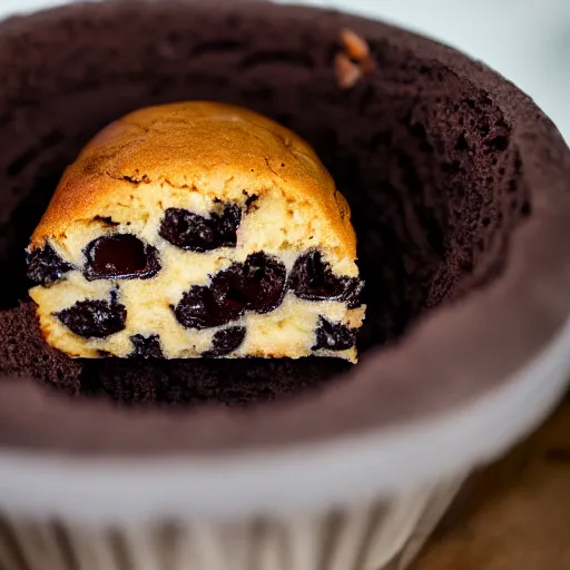 Image similar to sinkhole inside of gigantic muffin, 5 5 mm