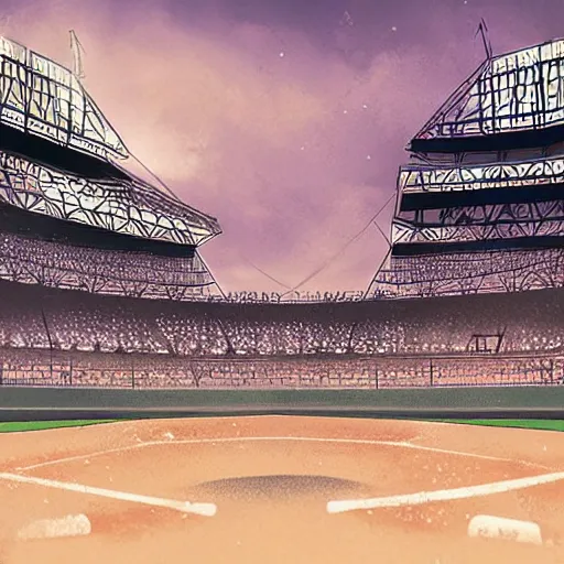 Image similar to baseball tidal wave over baseball park, concept art, by Takumi Park, dreamlike