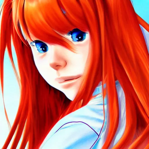 Image similar to asuka langley illustration, highly detailed, realistic, digital art