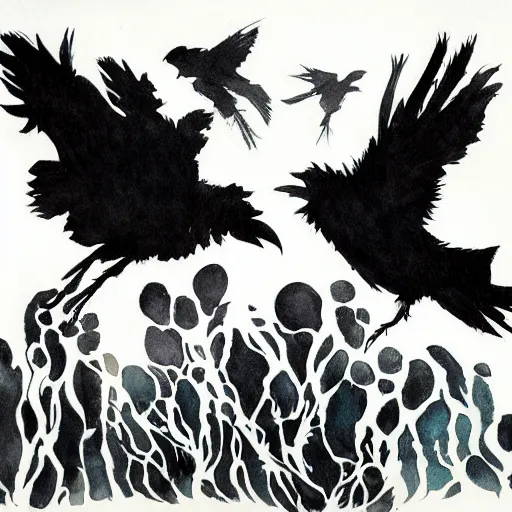 Image similar to raven spilling ink by naomi chen