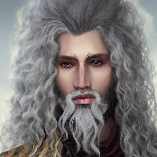 Image similar to portrait of Lucius the beautiful fantasy warlord, long fluffy platinum blond curly hair, clean and pretty, 8k, trending on artstation