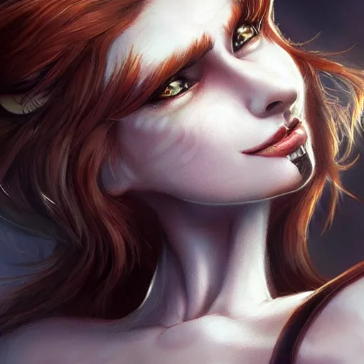 Prompt: beautiful anthropomorphic female werewolf monstergirl, fantasy art, digital painting, concept art, highly detailed, smooth, art by artgerm