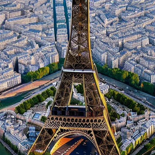 Prompt: upside down angle of the eiffel tower, ultrarealistic