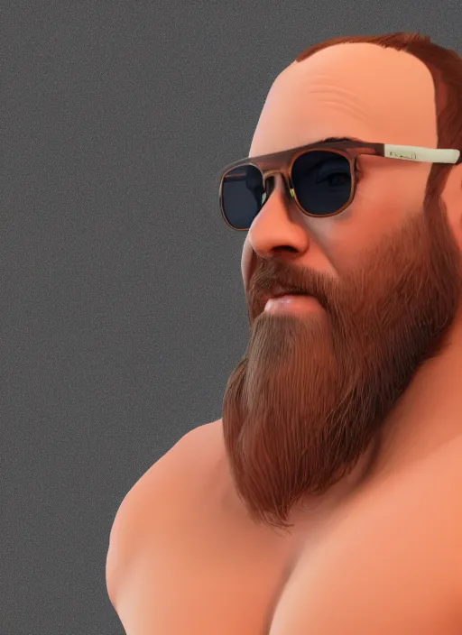 Prompt: 3 2 - year - old man, short stubble, fitness tank, sun glasses, character design, octane render, by artstation, 8 k, artbreeder