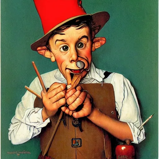 Image similar to pinocchio face with long nose piante di by norman rockwell