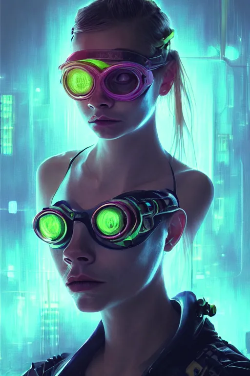Image similar to a portrait of cara delevingne as frog, cyberpunk, fantasy, neon lights, sharp focus, intricate, elegant, digital painting, artstation, matte, highly detailed, concept art, illustration, ambient lighting, art by ruan jia and artgerm and range murata and wlop and ross tran and william, adolphe bouguereau and beeple