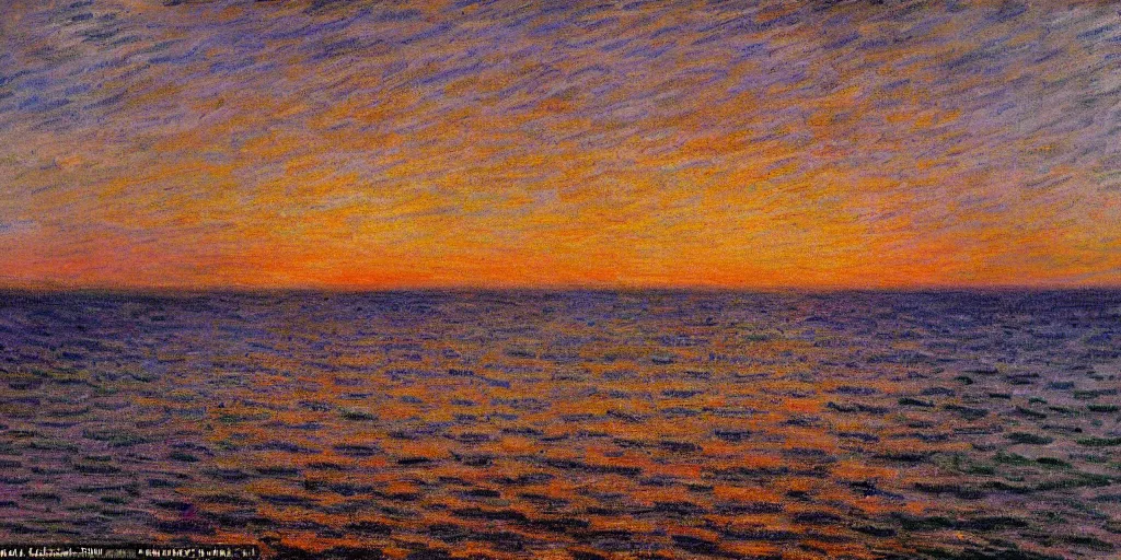 Image similar to a beautiful mexican coast in a sunset, dramatic lighting, painted by claude monet