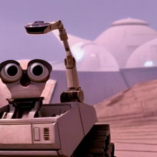 Image similar to wall - e playing the role of the emperor in star wars 1 9 8 2