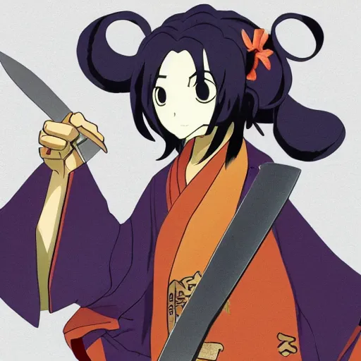 Image similar to Tanjiro from demon slayer holding a knife